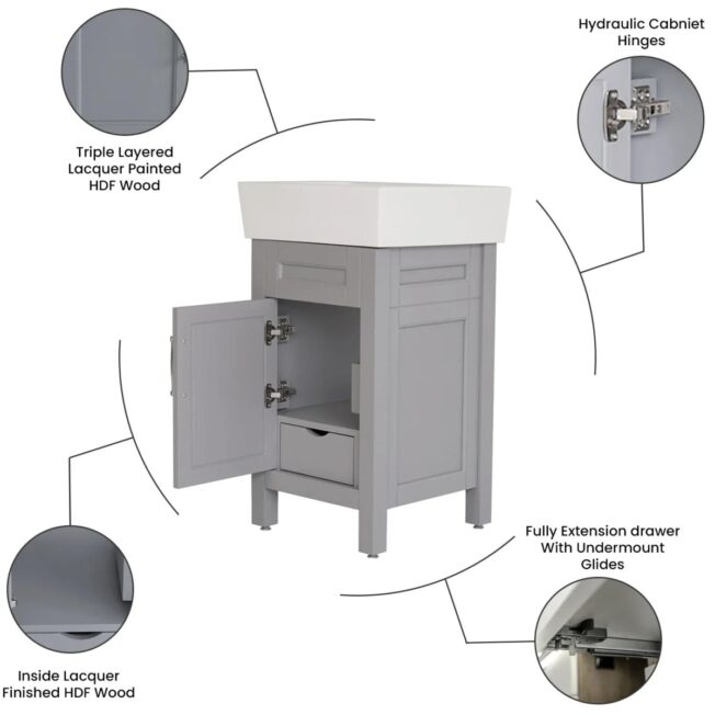 18 Inch Gray Selena Bathroom Vanity - Image 10