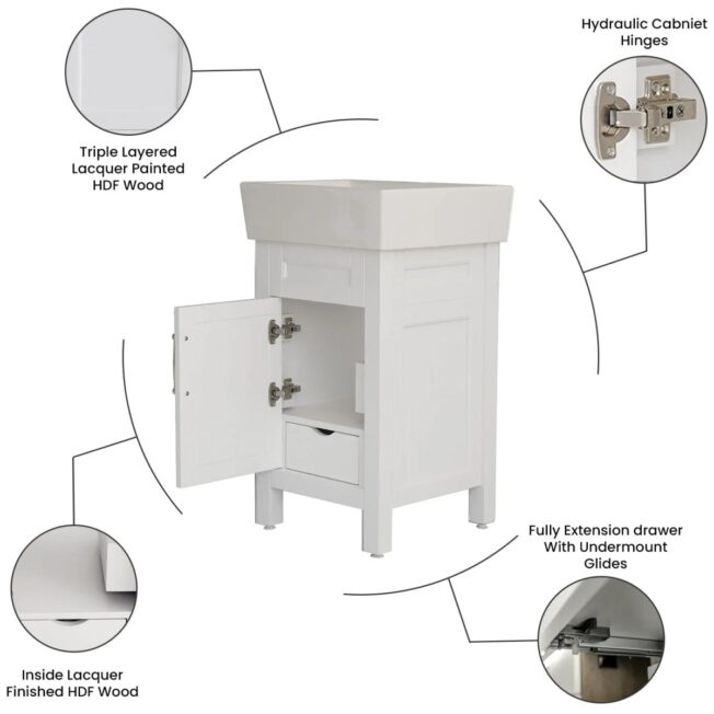 18 Inch White Selena Bathroom Vanity - Image 10