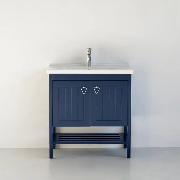 32-Inch Navy Blue Polo Freestanding Single Sink Bathroom Vanity