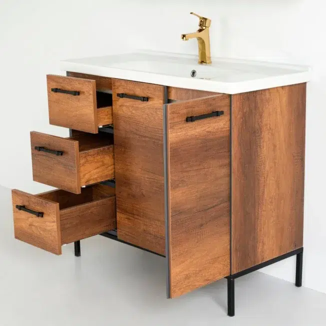 40 Inch Dark Oak Desert Single Sink Free Standing Bathroom Vanity - Image 4