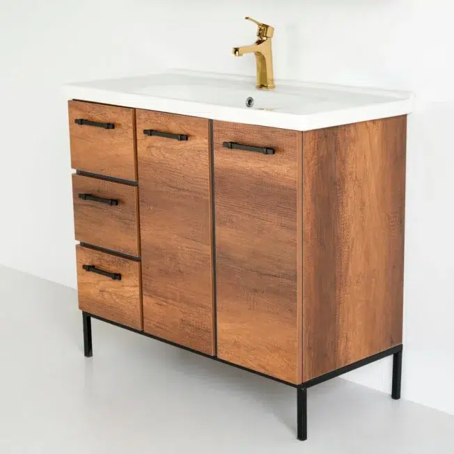 40 Inch Dark Oak Desert Single Sink Free Standing Bathroom Vanity - Image 3