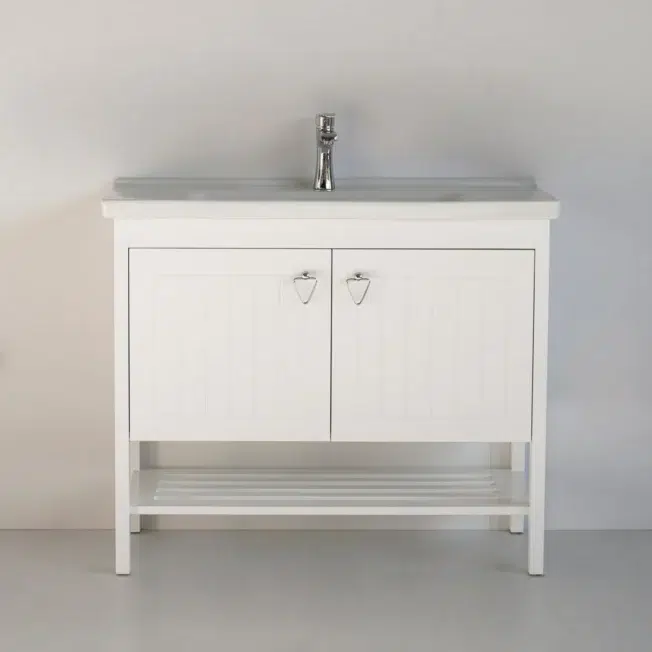 40 Inch White Polo Freestanding Single Sink Bathroom Vanity