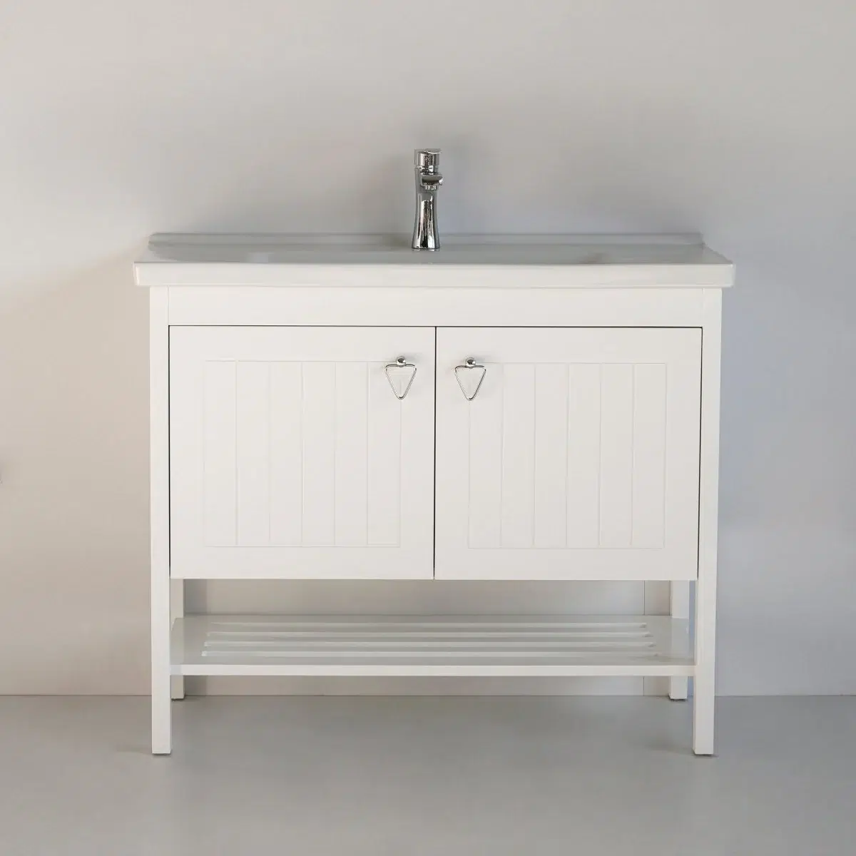 40 Inch White Polo Freestanding Single Sink Bathroom Vanity