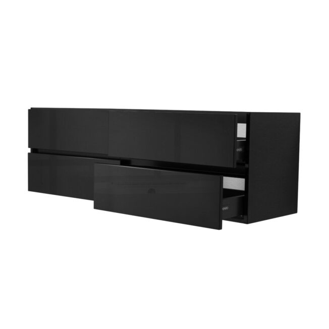 60 Inch High Gloss Black Veneto Floating Bathroom Vanity - Image 3