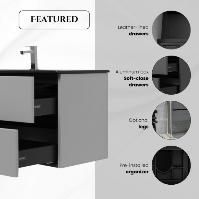 60 Inch Matte Cashmere Veneto Floating Bathroom Vanity - Image 2