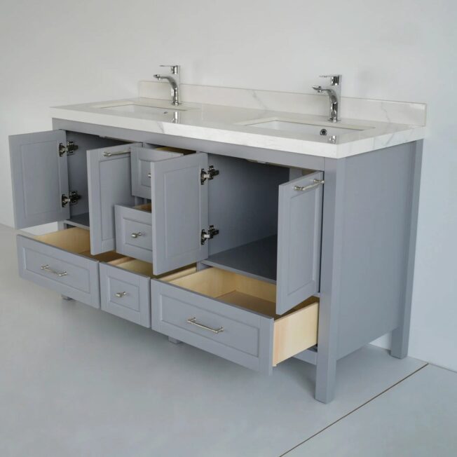 60 Inch Gray Selena Bathroom Vanity - Image 3