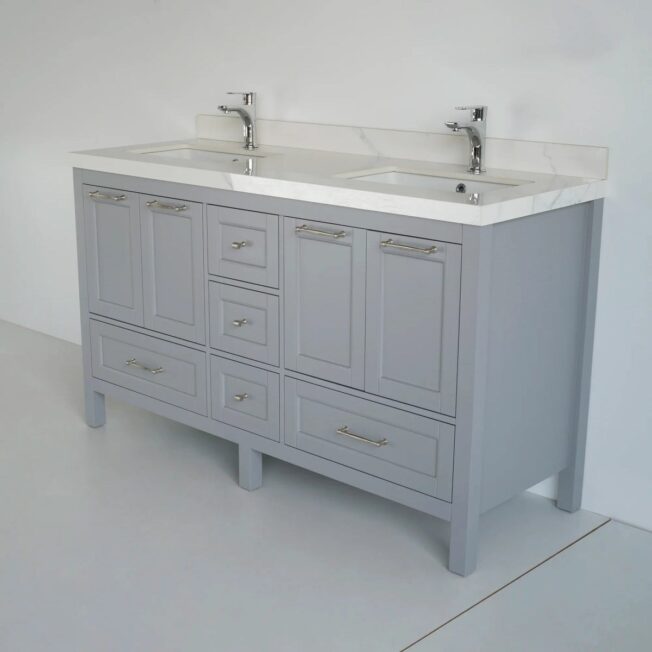 60 Inch Gray Selena Bathroom Vanity - Image 2