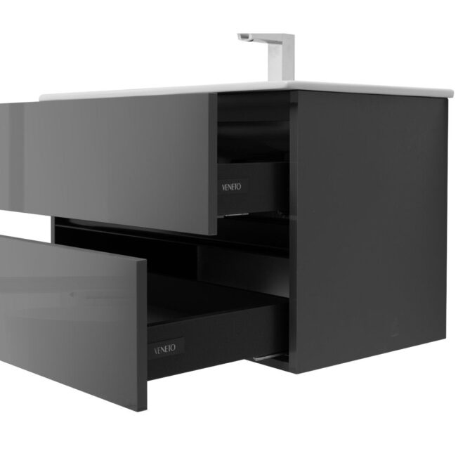 24 Inch High Gloss Anthracite Veneto Floating Bathroom Vanity - Image 5