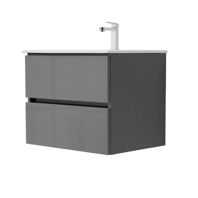 24 Inch High Gloss Anthracite Veneto Floating Bathroom Vanity - Image 4