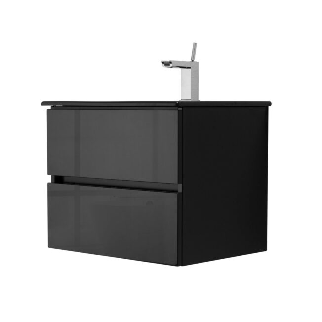 24 Inch High Gloss Black Veneto Floating Bathroom Vanity - Image 3