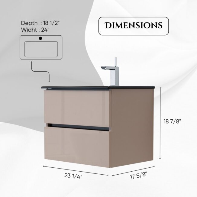 24 Inch High Gloss Capuccino Veneto Floating Bathroom Vanity - Image 10