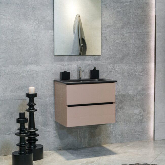 24 Inch High Gloss Capuccino Veneto Floating Bathroom Vanity