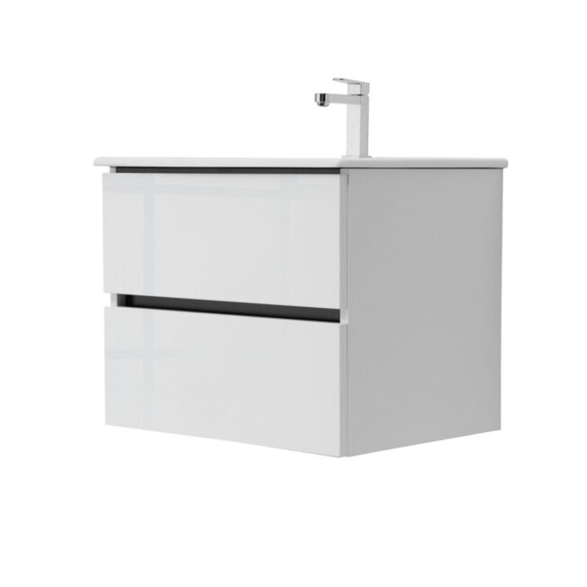 24 Inch High Gloss White Veneto Floating Bathroom Vanity - Image 4