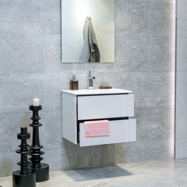 24 Inch High Gloss White Veneto Floating Bathroom Vanity - Image 3