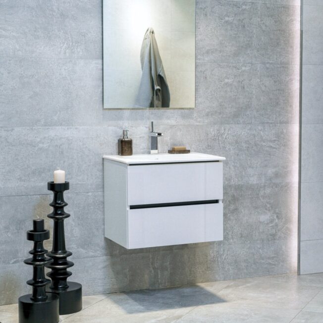 24 Inch High Gloss White Veneto Floating Bathroom Vanity