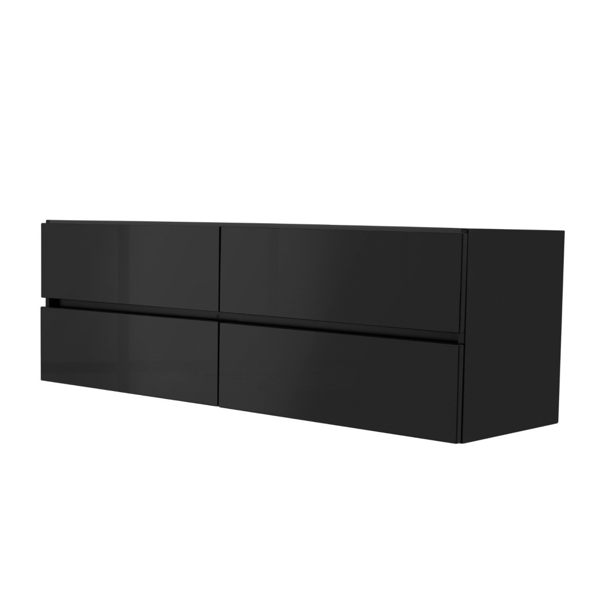 60 Inch High Gloss Black Veneto Floating Bathroom Vanity